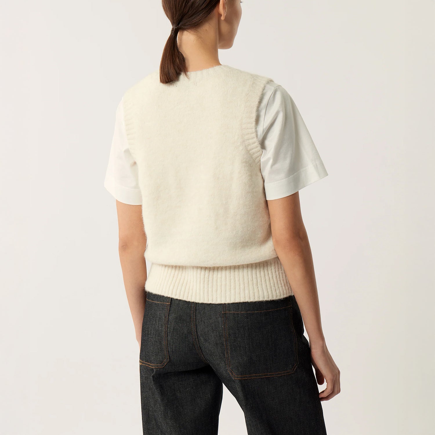 Namaste Knit Vest in Ecru
