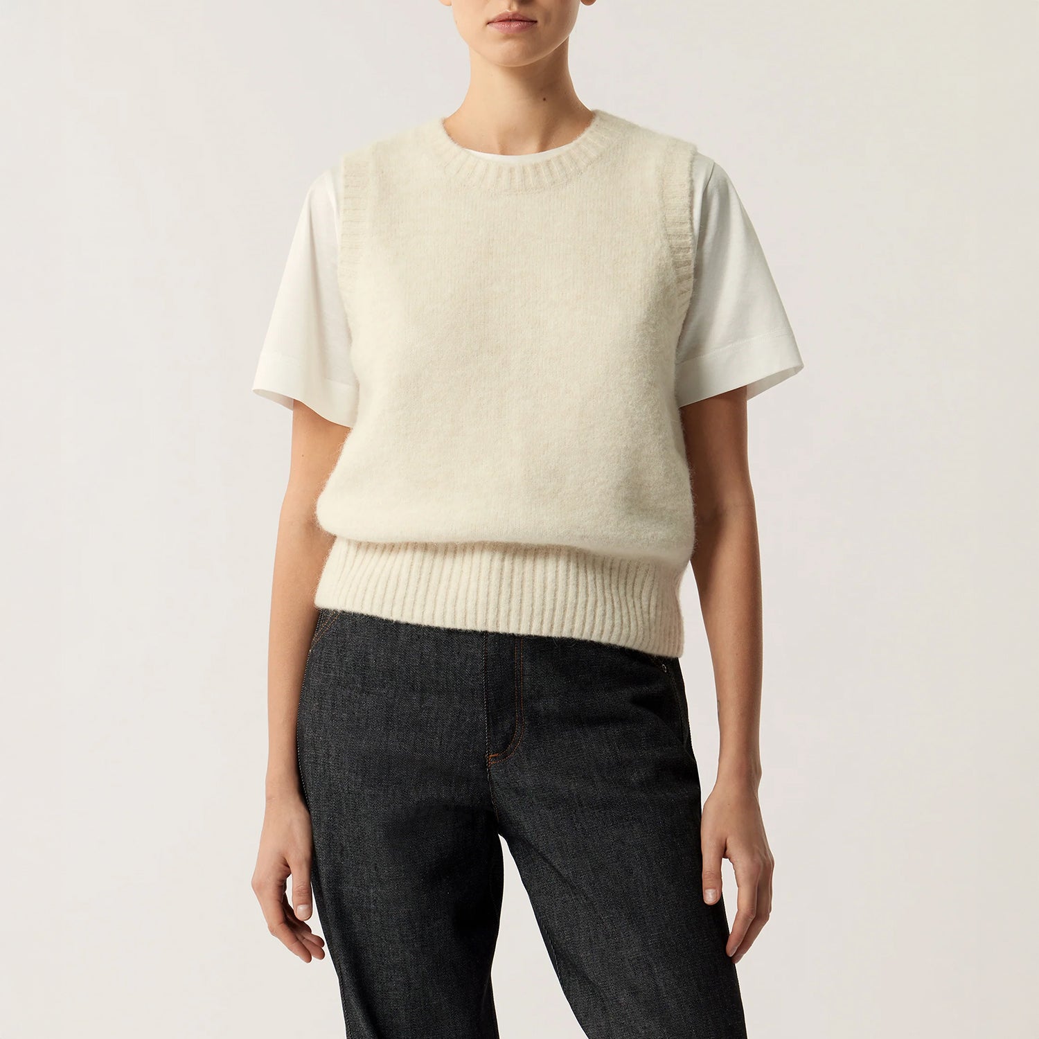 Namaste Knit Vest in Ecru