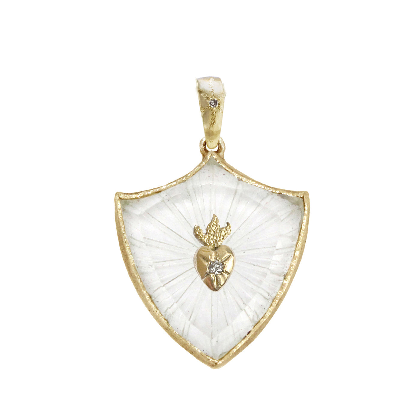 Carved Sacred Heart Sheild Charm