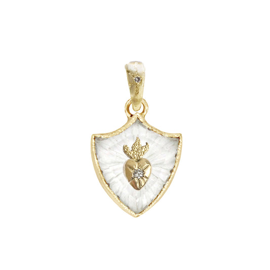 Carved Sacred Heart Sheild Charm