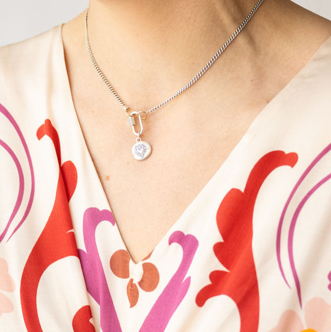Habibi Pendant in Silver with Grey Diamonds