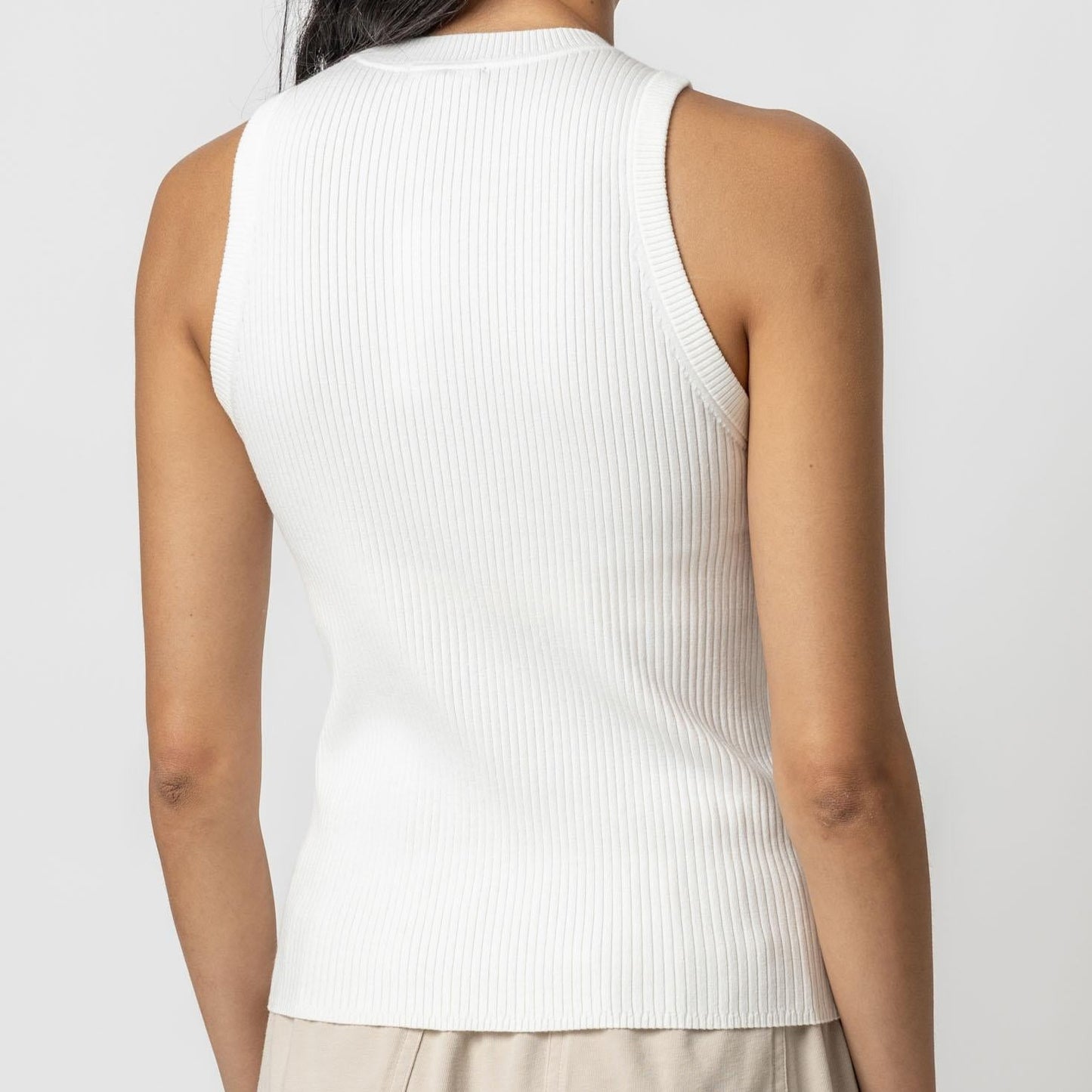 Rib Knit Tank Top in White
