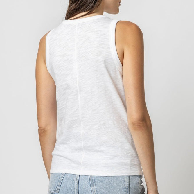 Crew Neck Slub Tank in in White