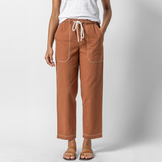 Pull on Canvas Pant in Bronze