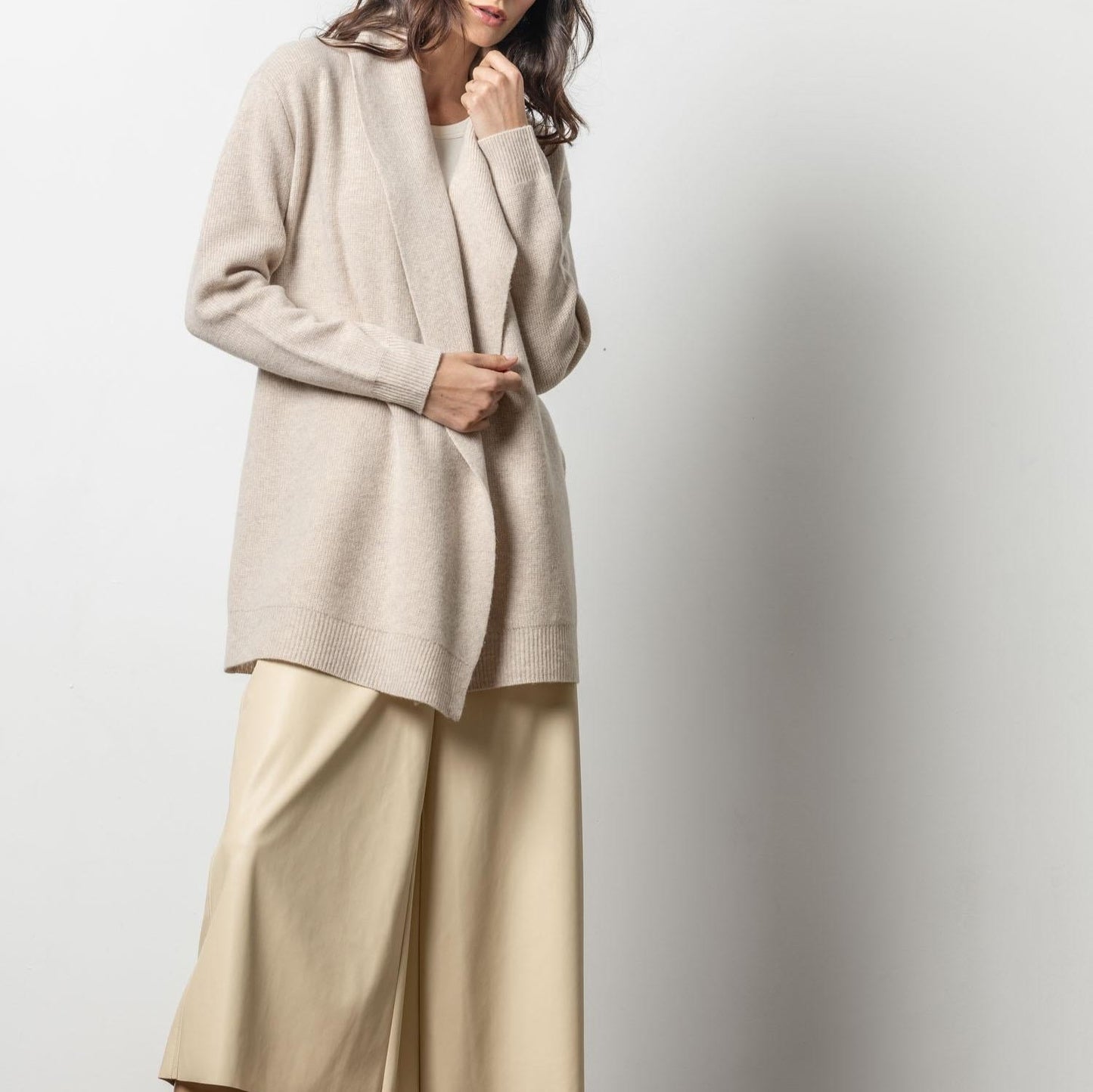 Felted Cardi Coat Sweater in Birch