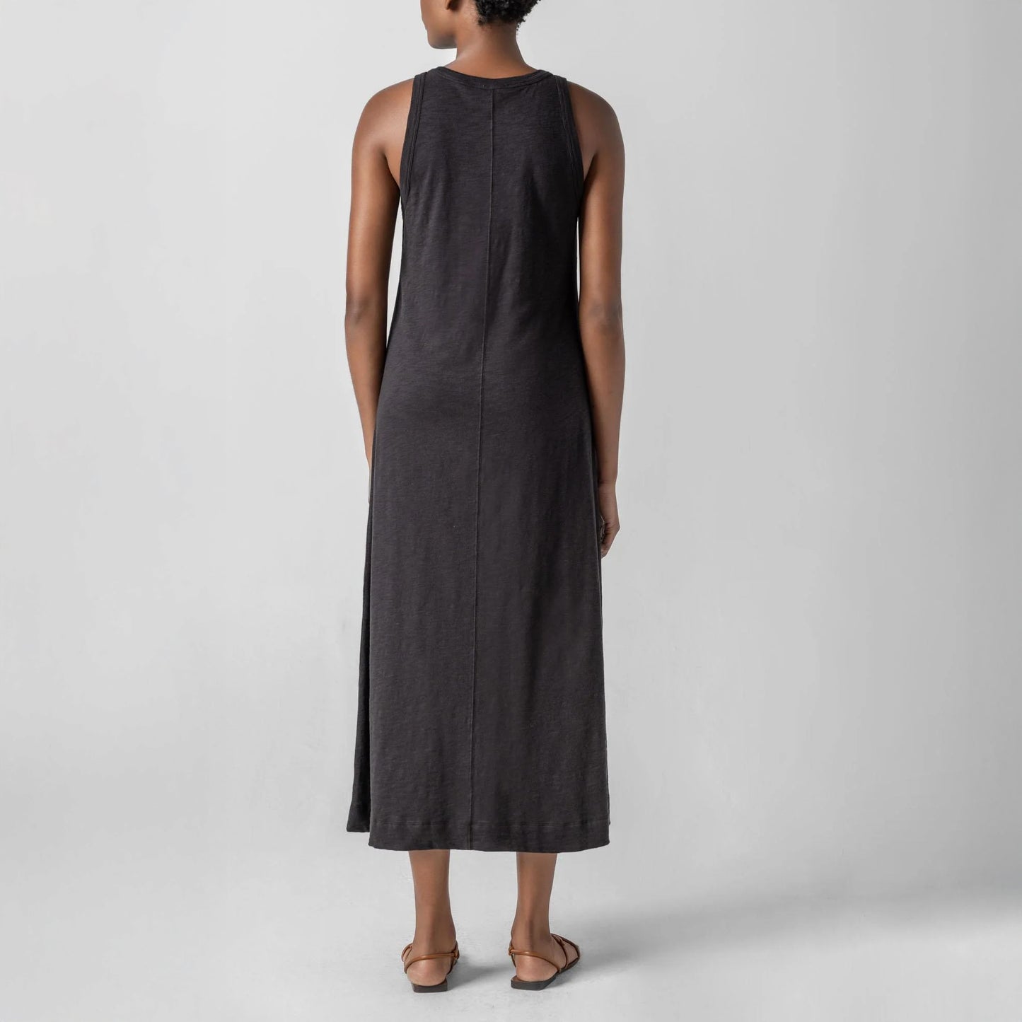 Jewel Neck Tank Dress in Black