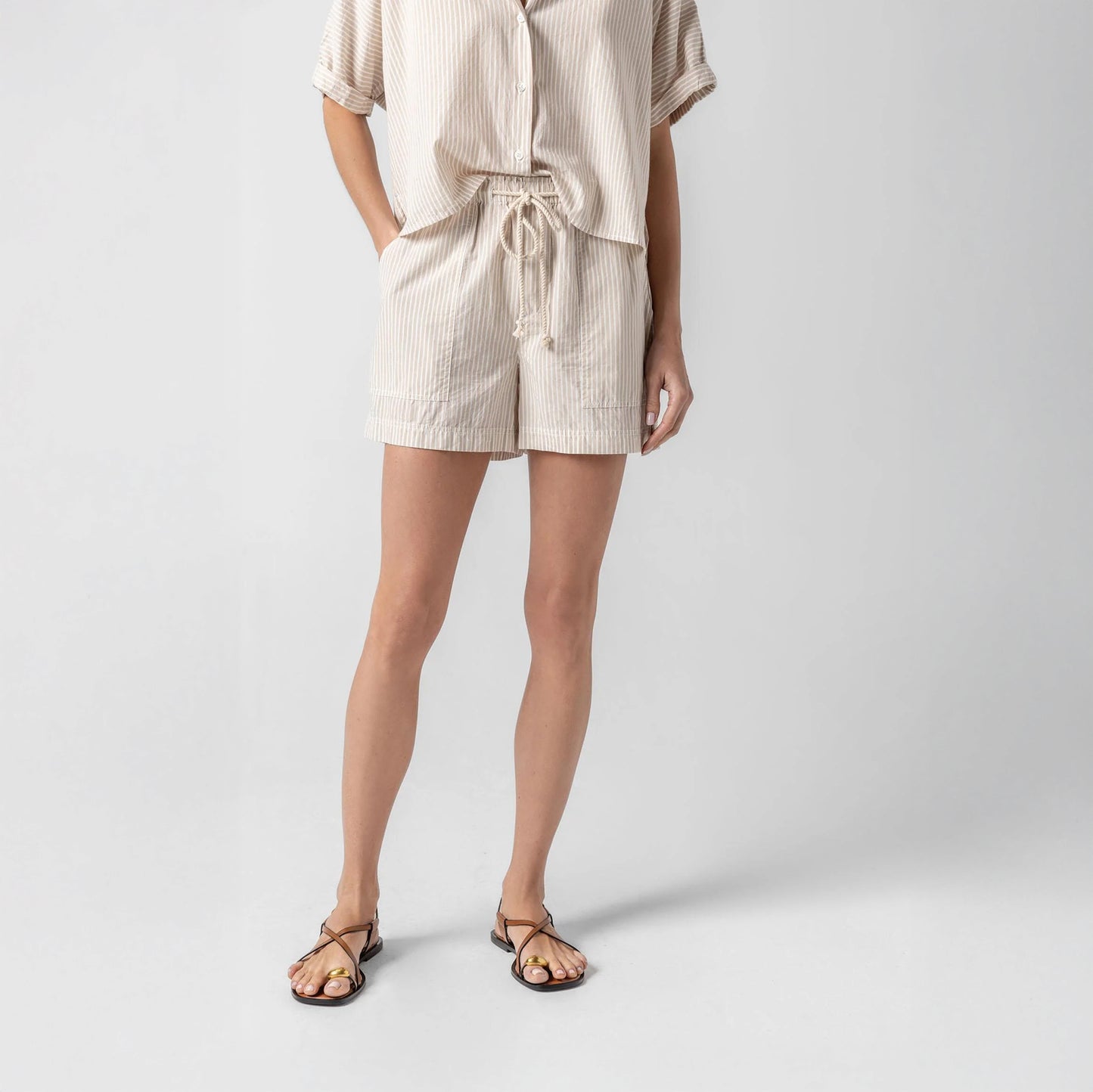 Pocket Short in Flax Stripe