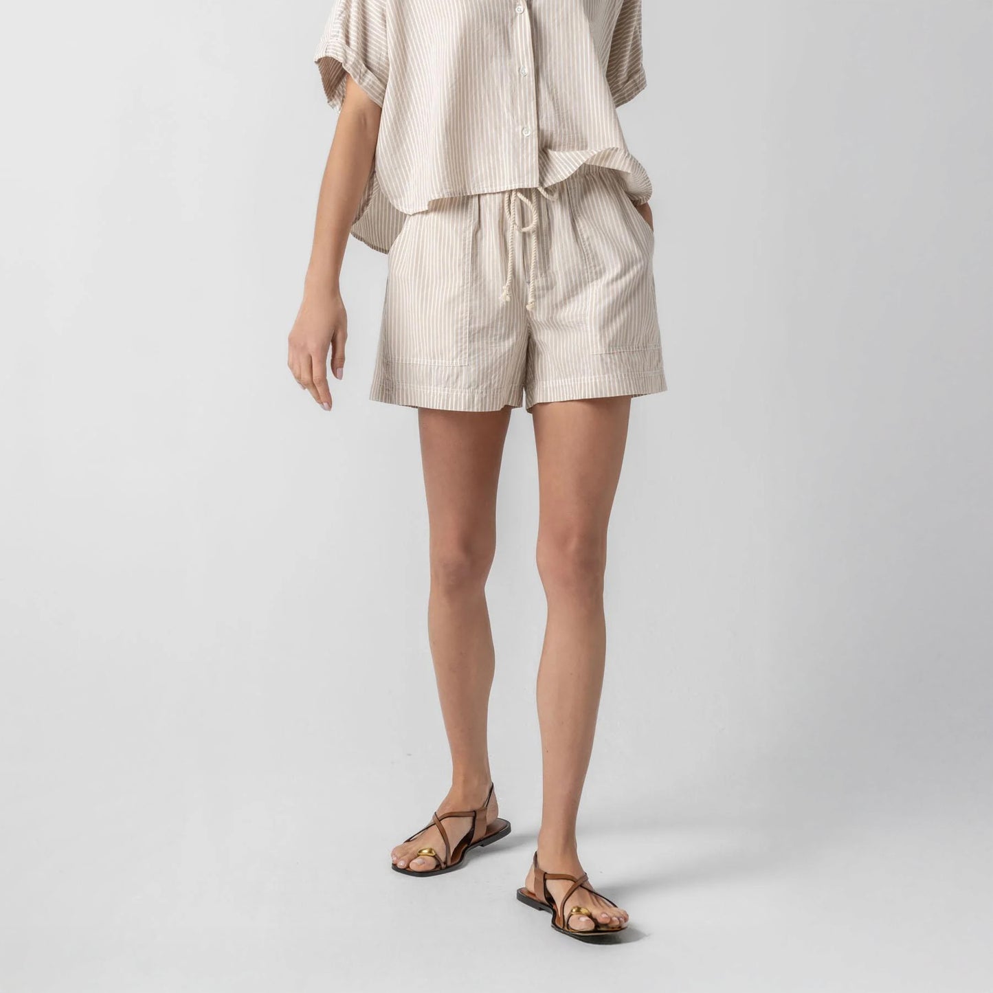 Pocket Short in Flax Stripe