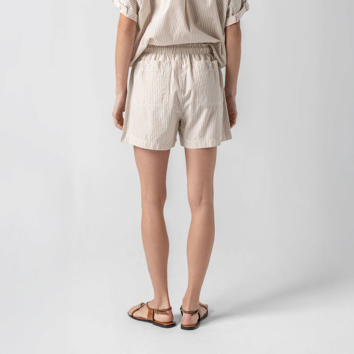 Pocket Short in Flax Stripe