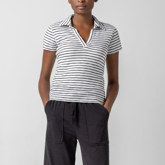 Striped Polo in Black & White