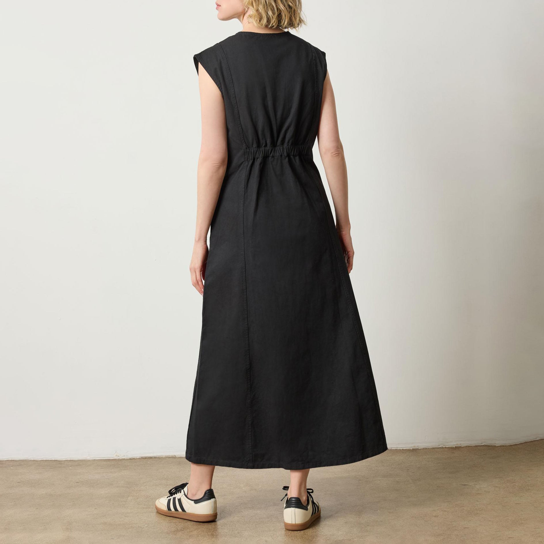 Twill Maxi Dress in Black