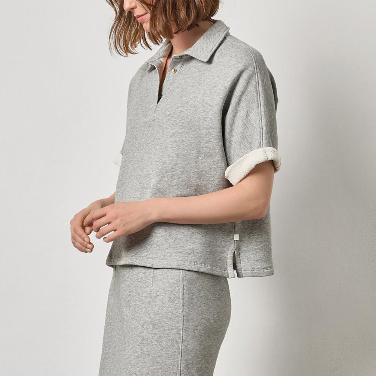 Oversized Terry Polo in Heather Grey