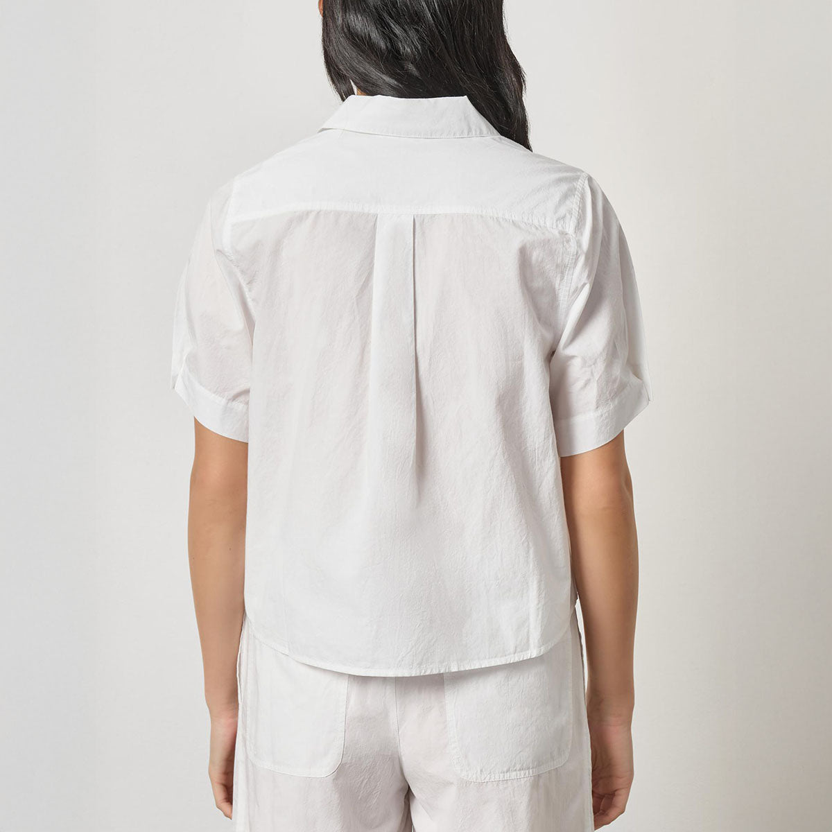 Folded Sleeve Blouse in White