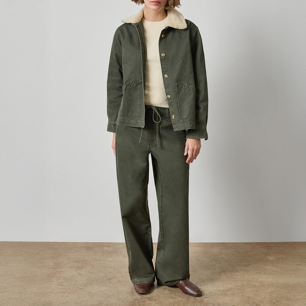 Washed Twill Pleat Back Jacket in Juniper