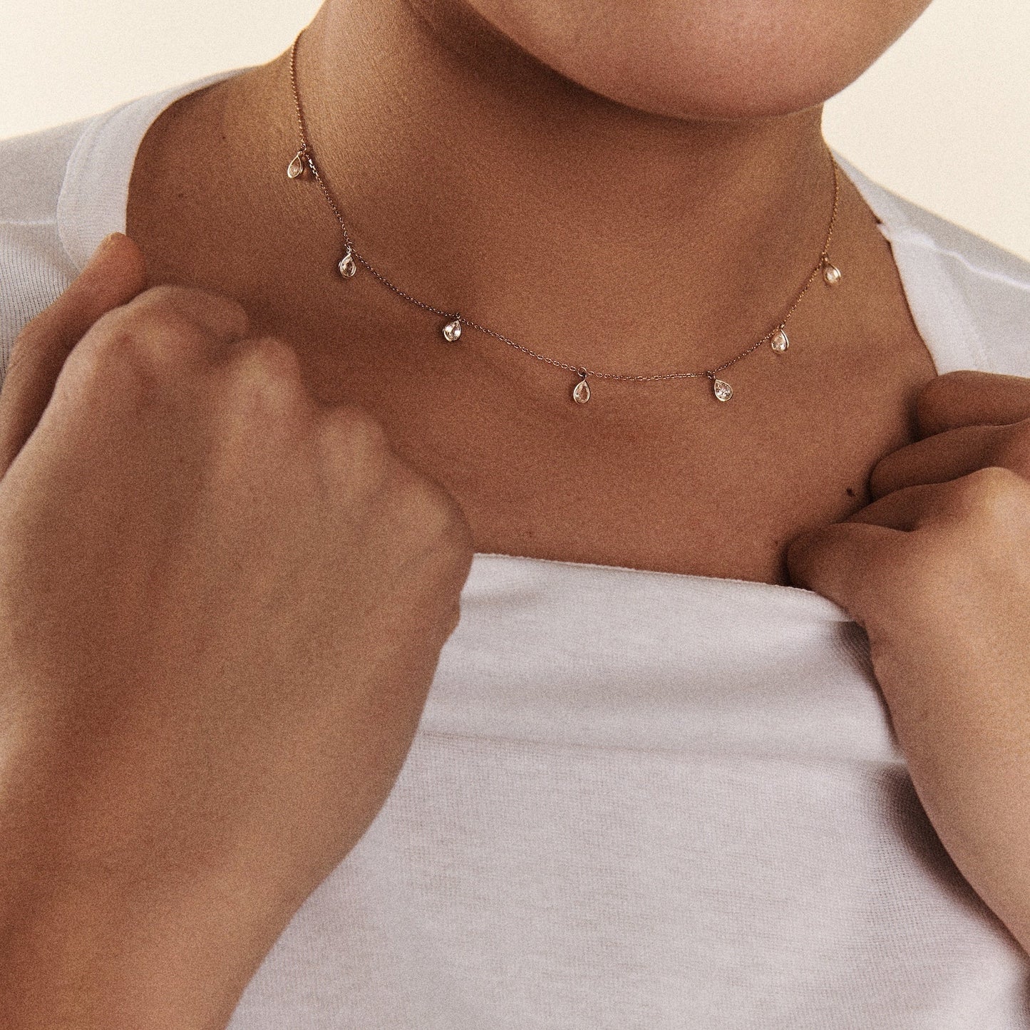 Palerme Necklace with White Sapphires