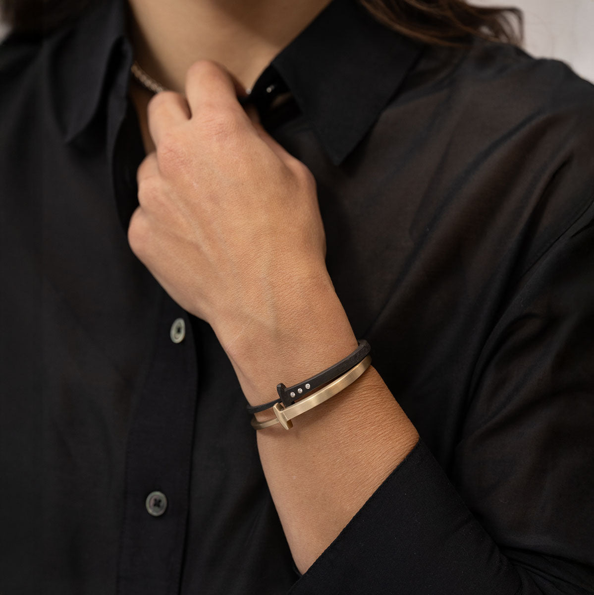 Three Diamond Iron Nail Bracelet