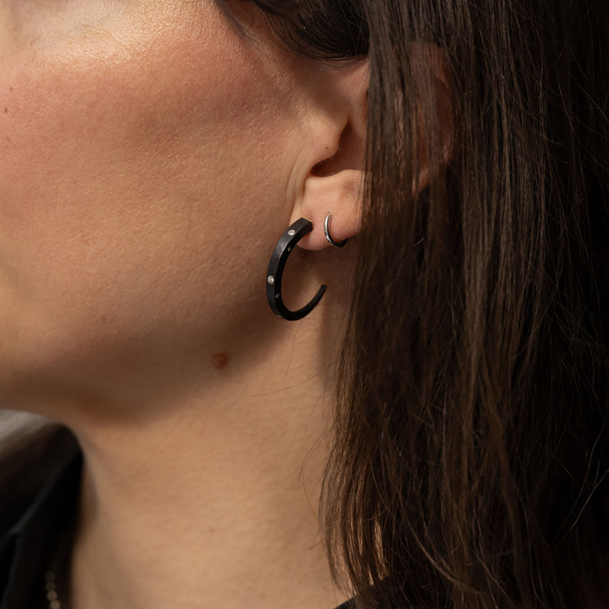 Small Iron Hoops with Diamonds