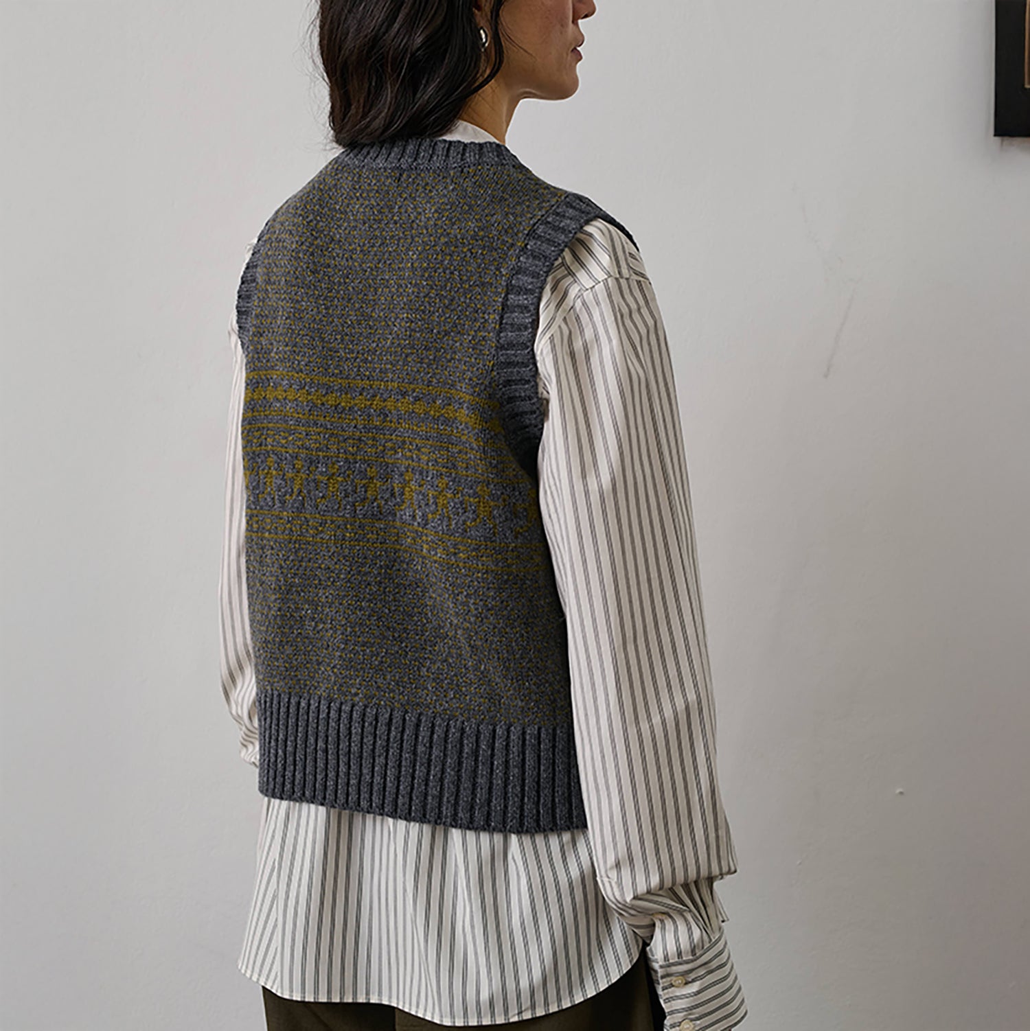 Namaste J Knit Vest in Grey/Olive