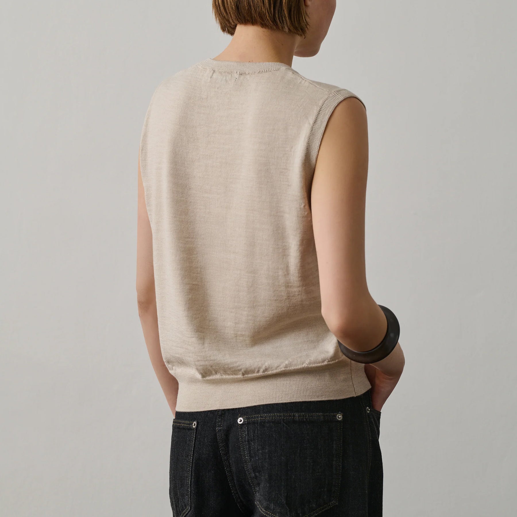 Fargo Knit Vest in Light Beige