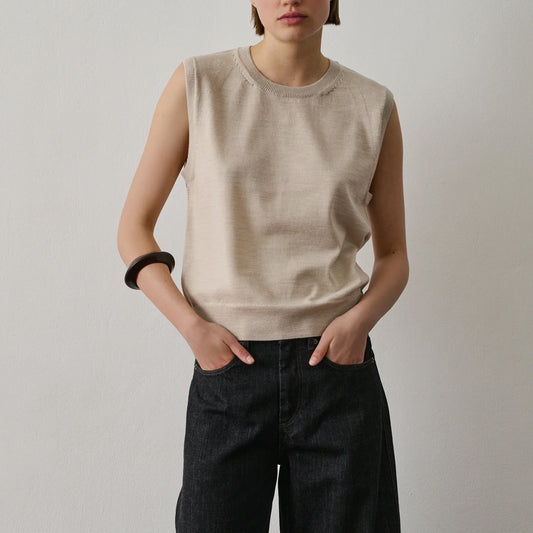 Fargo Knit Vest in Light Beige