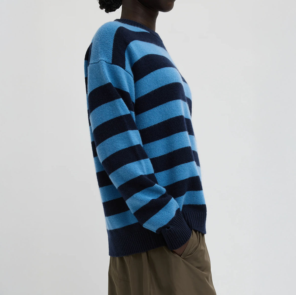 Cashmere Crewneck Sweater in Navy Multi