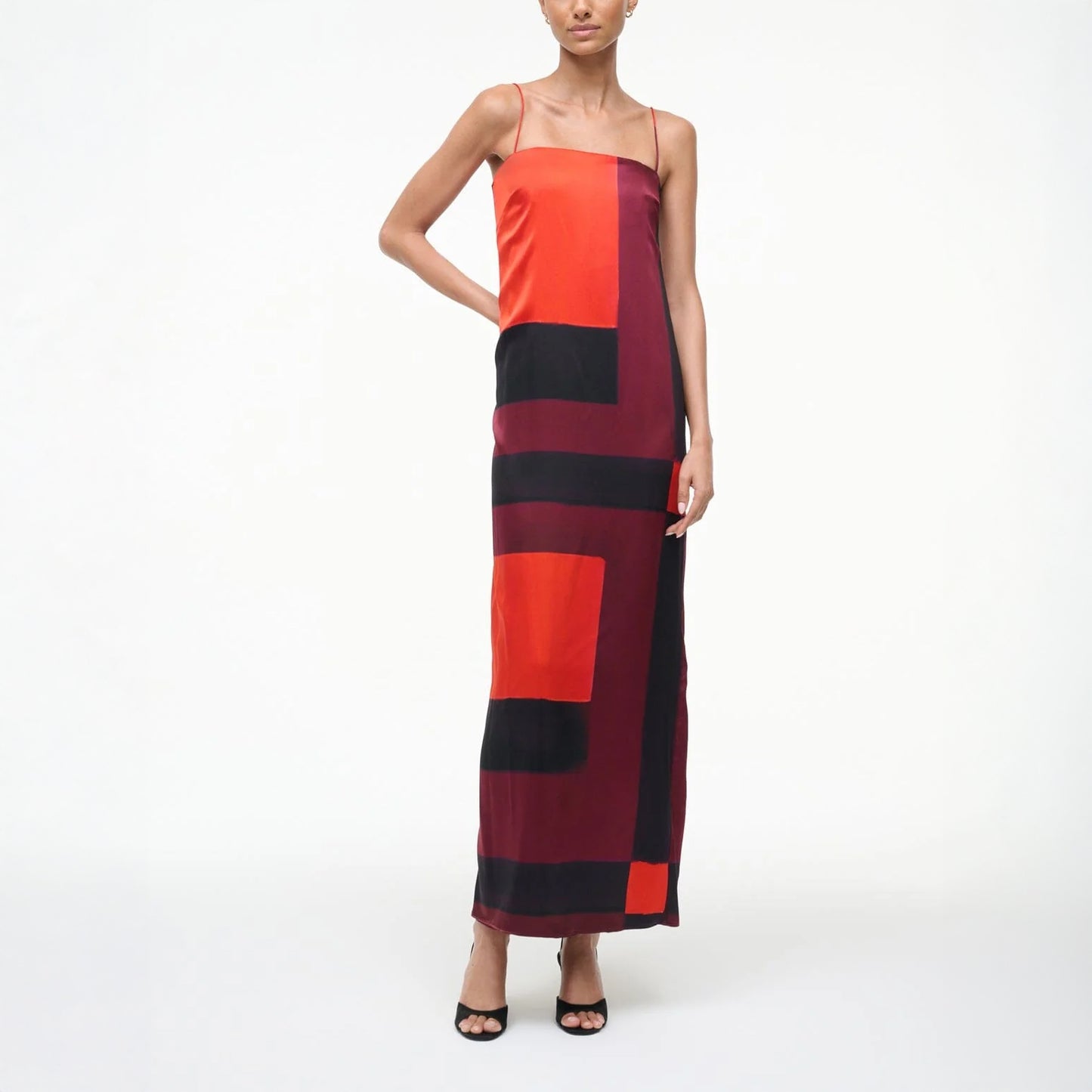 Mae Silk Dress in Ruby Prism