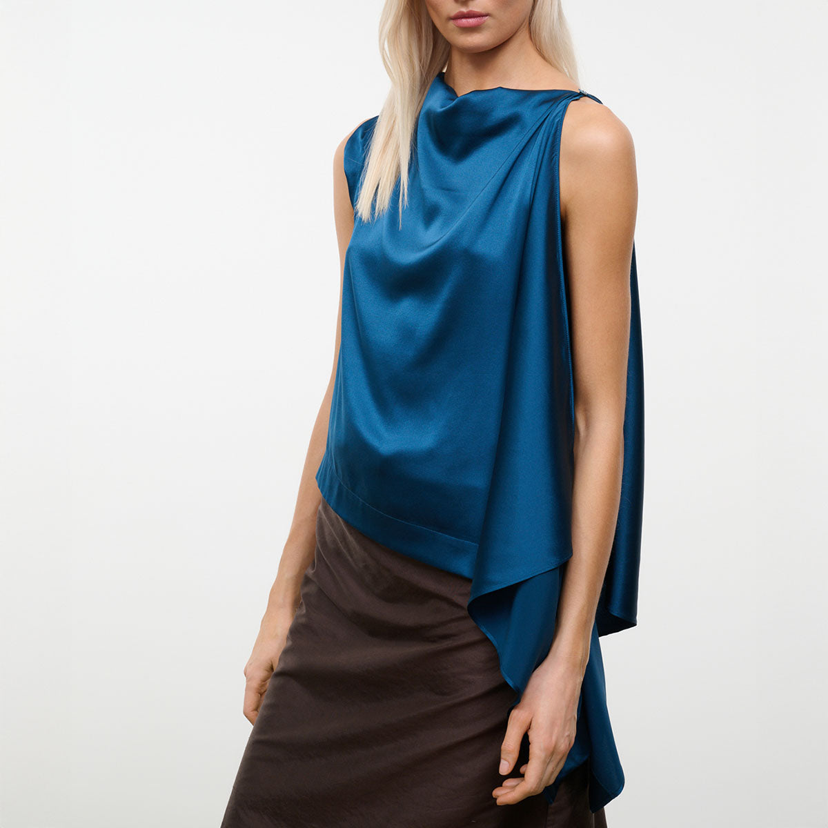 Sabina Silk Top in Harbor