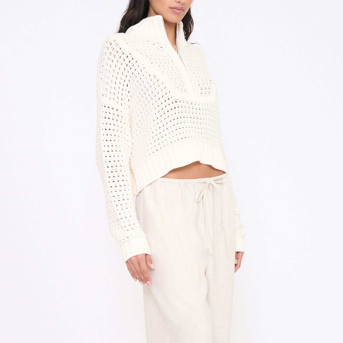 Cropped Hampton Sweater in Ivory