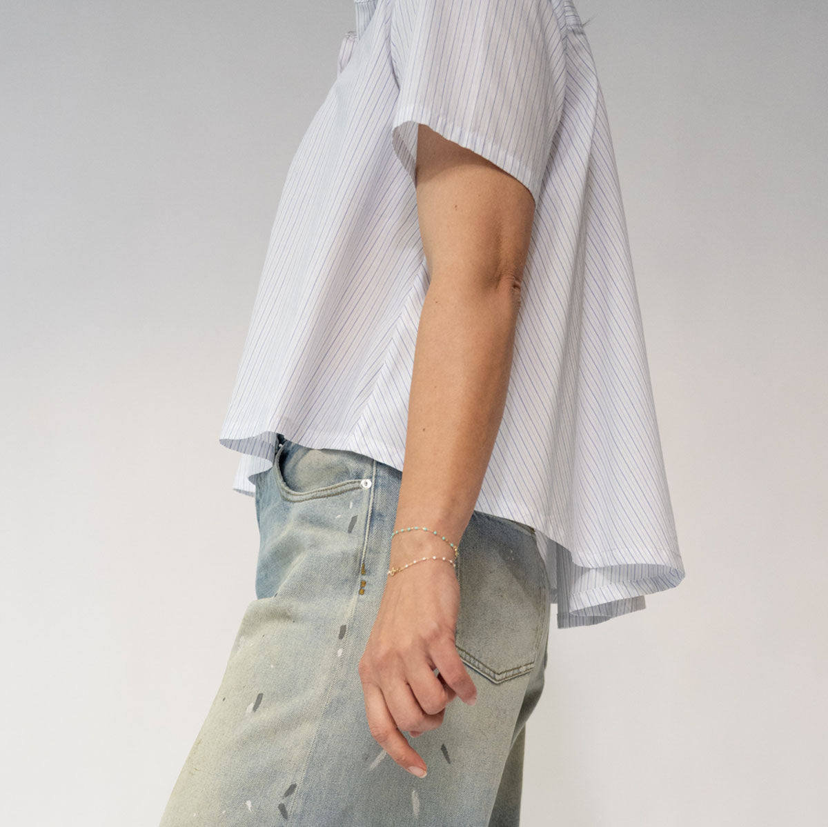 The Crew Shirt in White Pinstripe