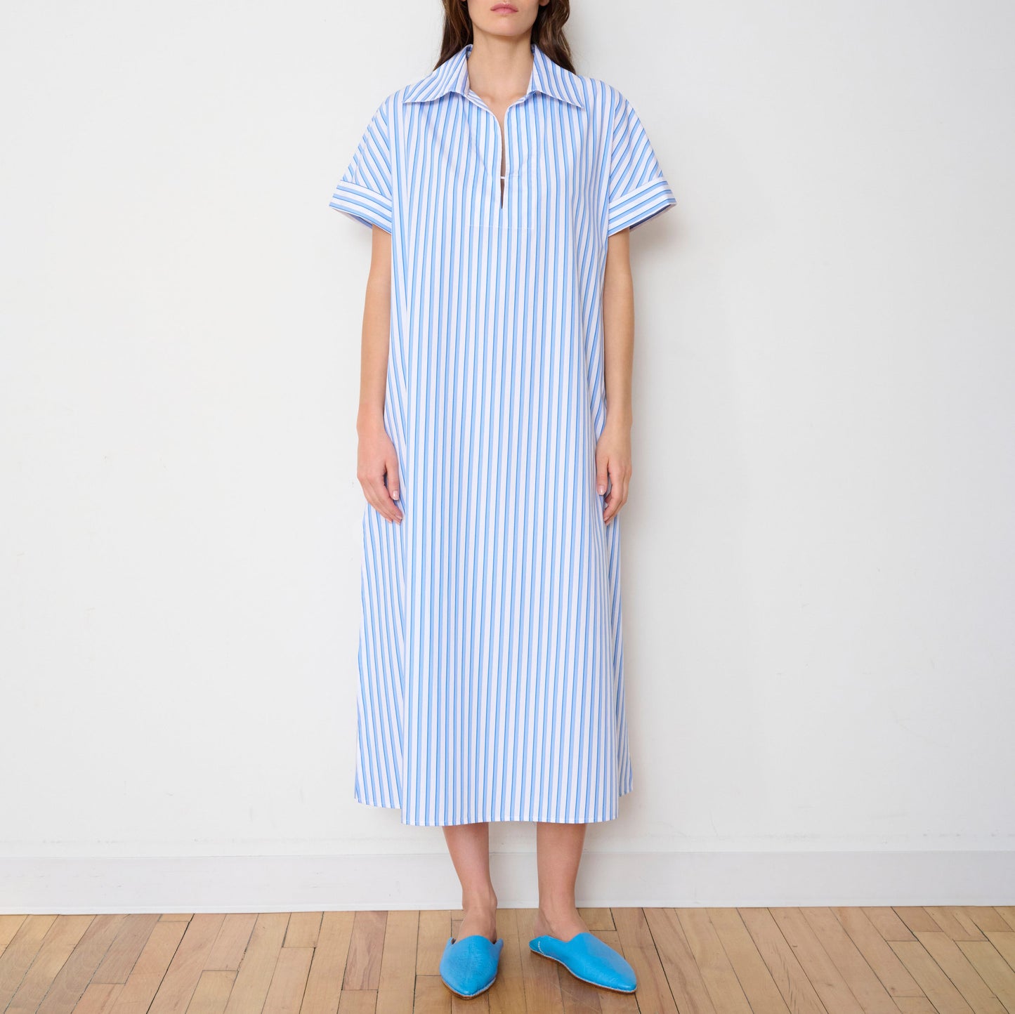 Darla Dress in Pale Blue Stripe