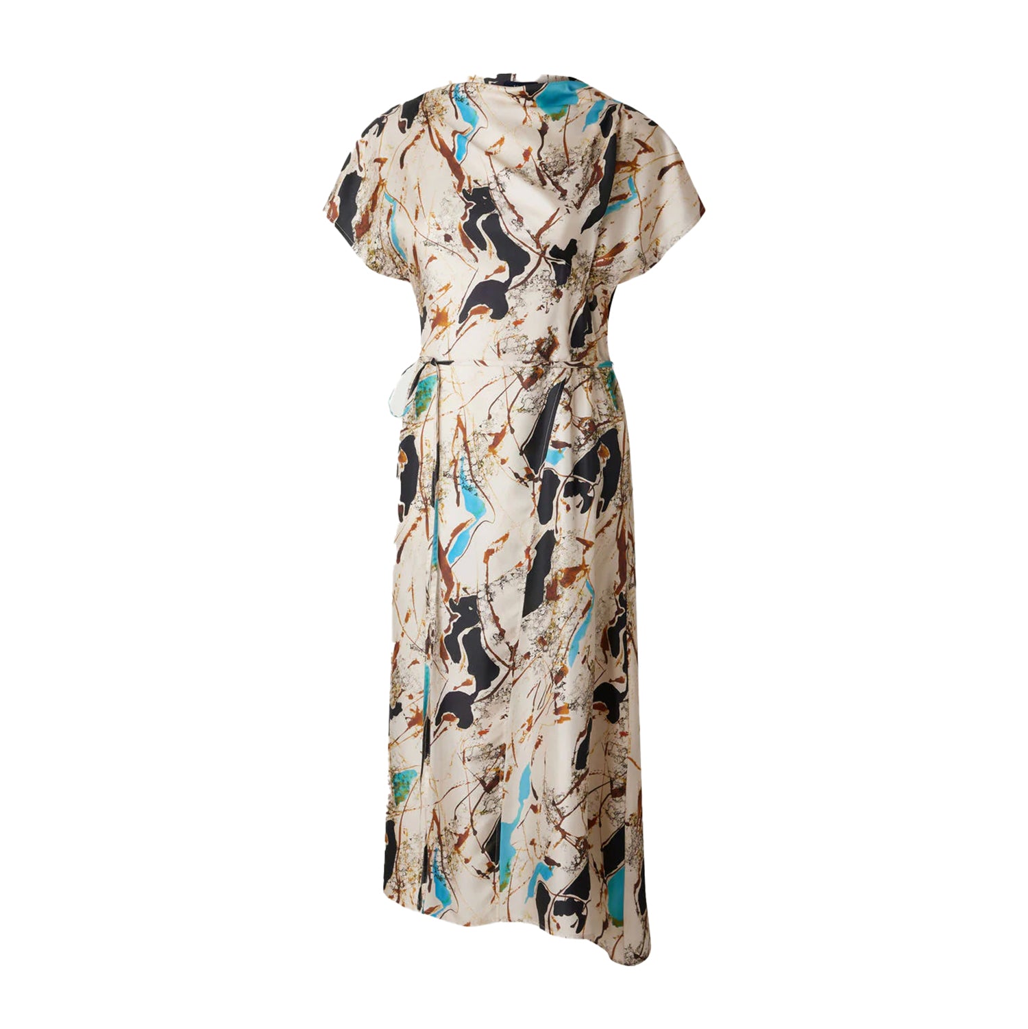 Felicie Dress in Beige & Turquoise