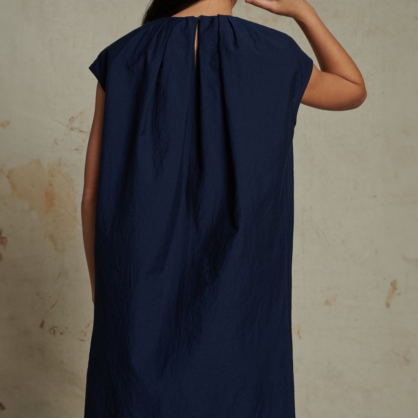 Addy Crinkled Poplin Dress in Blue