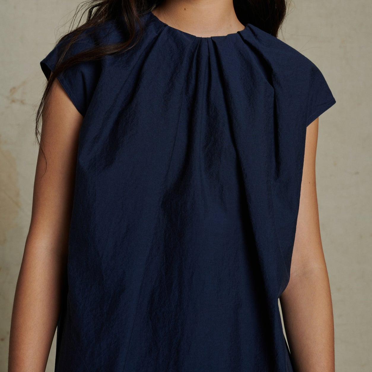 Addy Crinkled Poplin Dress in Blue
