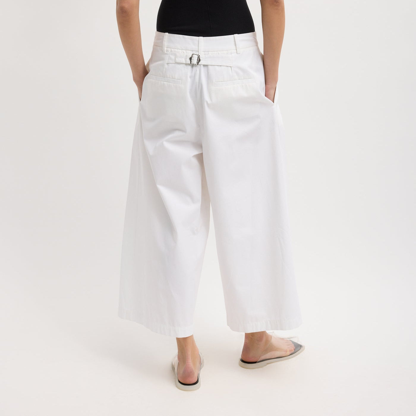 Triple Pleat Twill Pant in Optic White