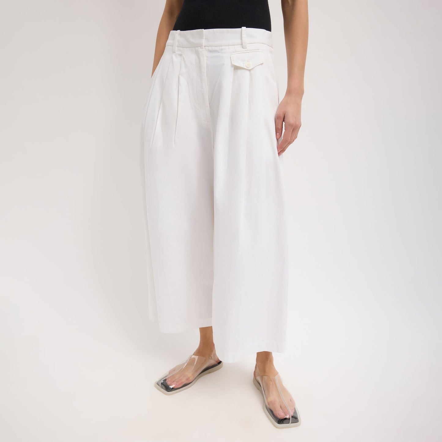 Triple Pleat Twill Pant in Optic White