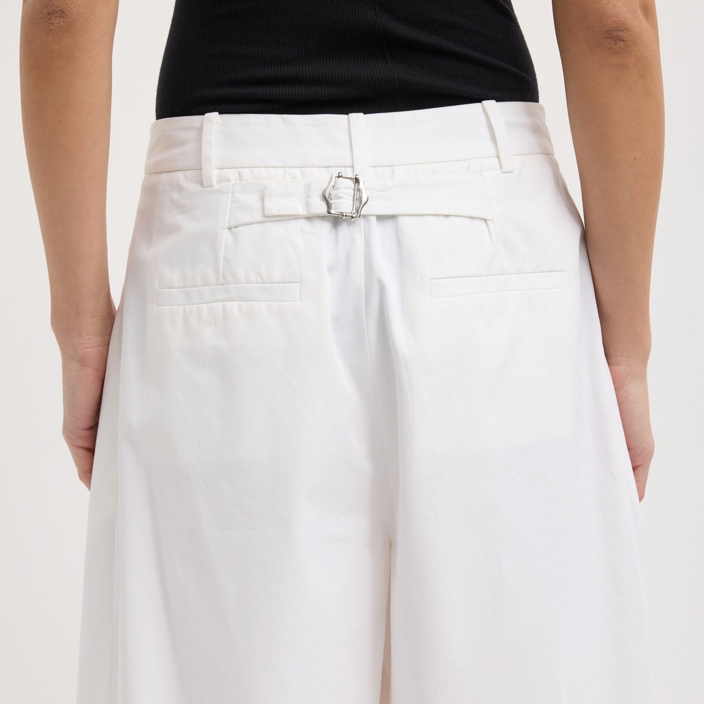 Triple Pleat Twill Pant in Optic White