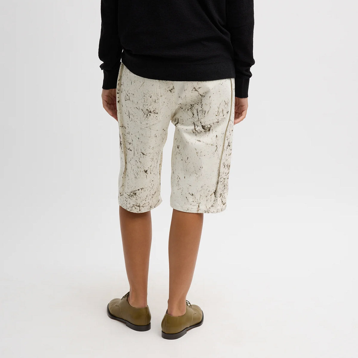 Tuck Calcimin Denim Jean Short in Ivory Multi