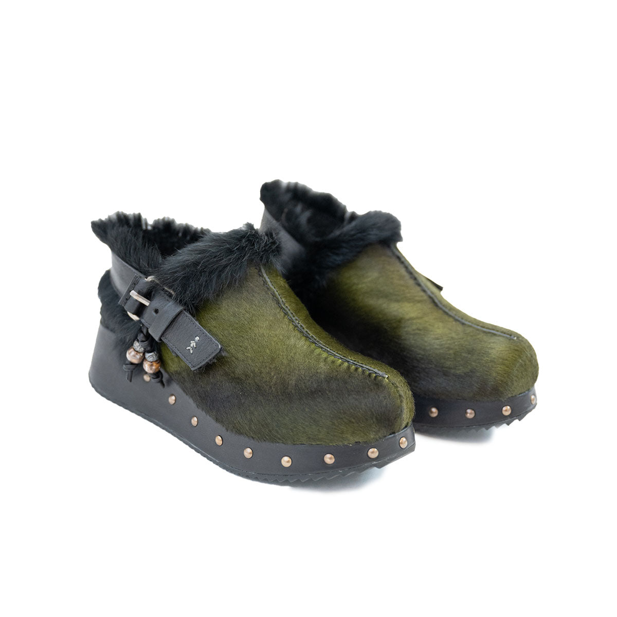 Studded Fur Clog in Pony
