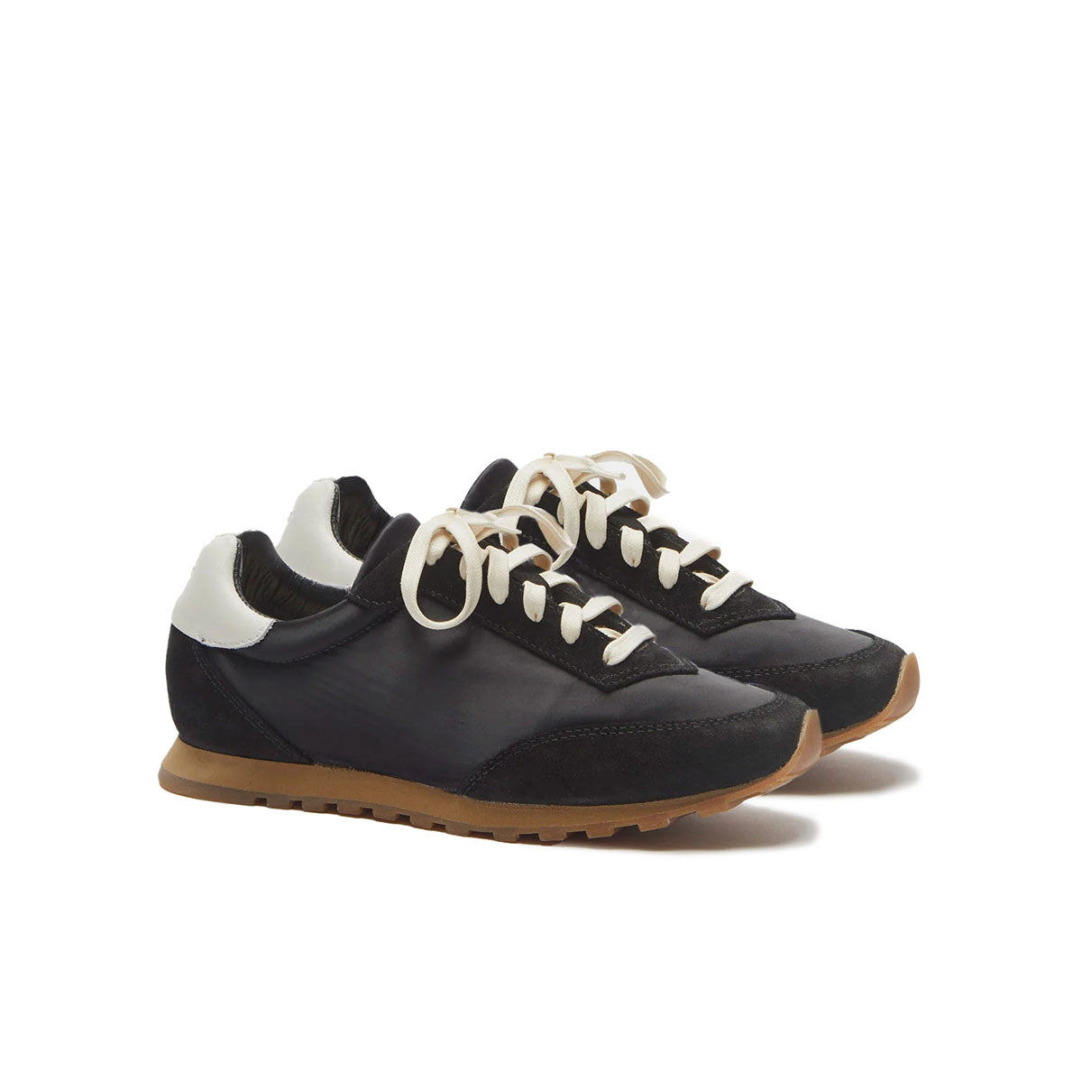 Slim Runner in Black Satin