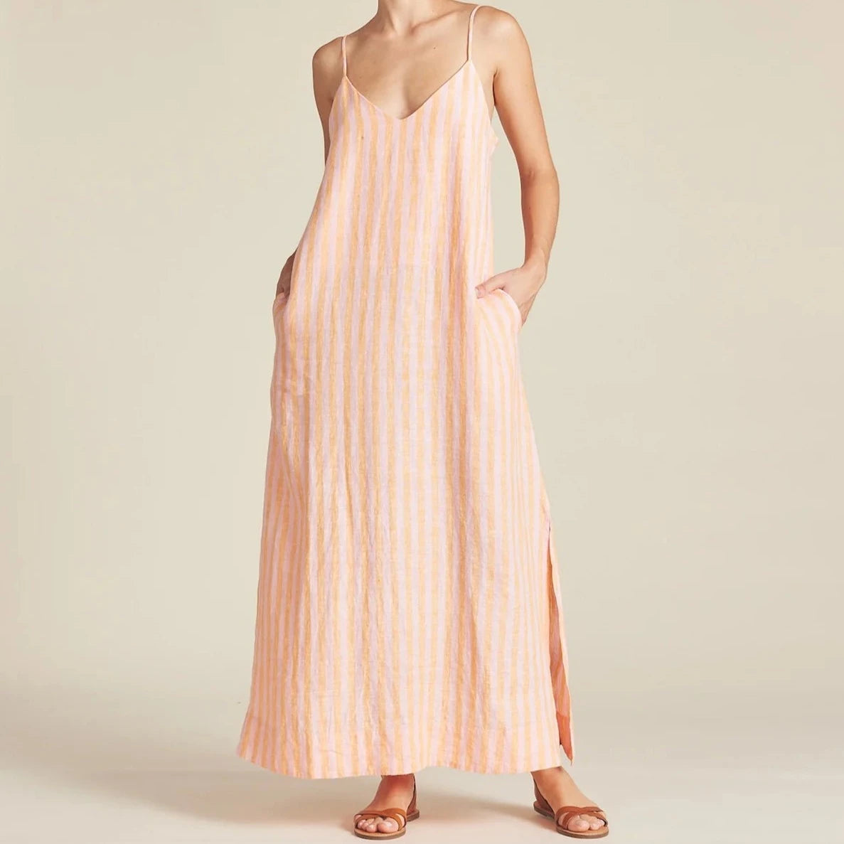Reva Maxi Dress in Creamsicle Stripe