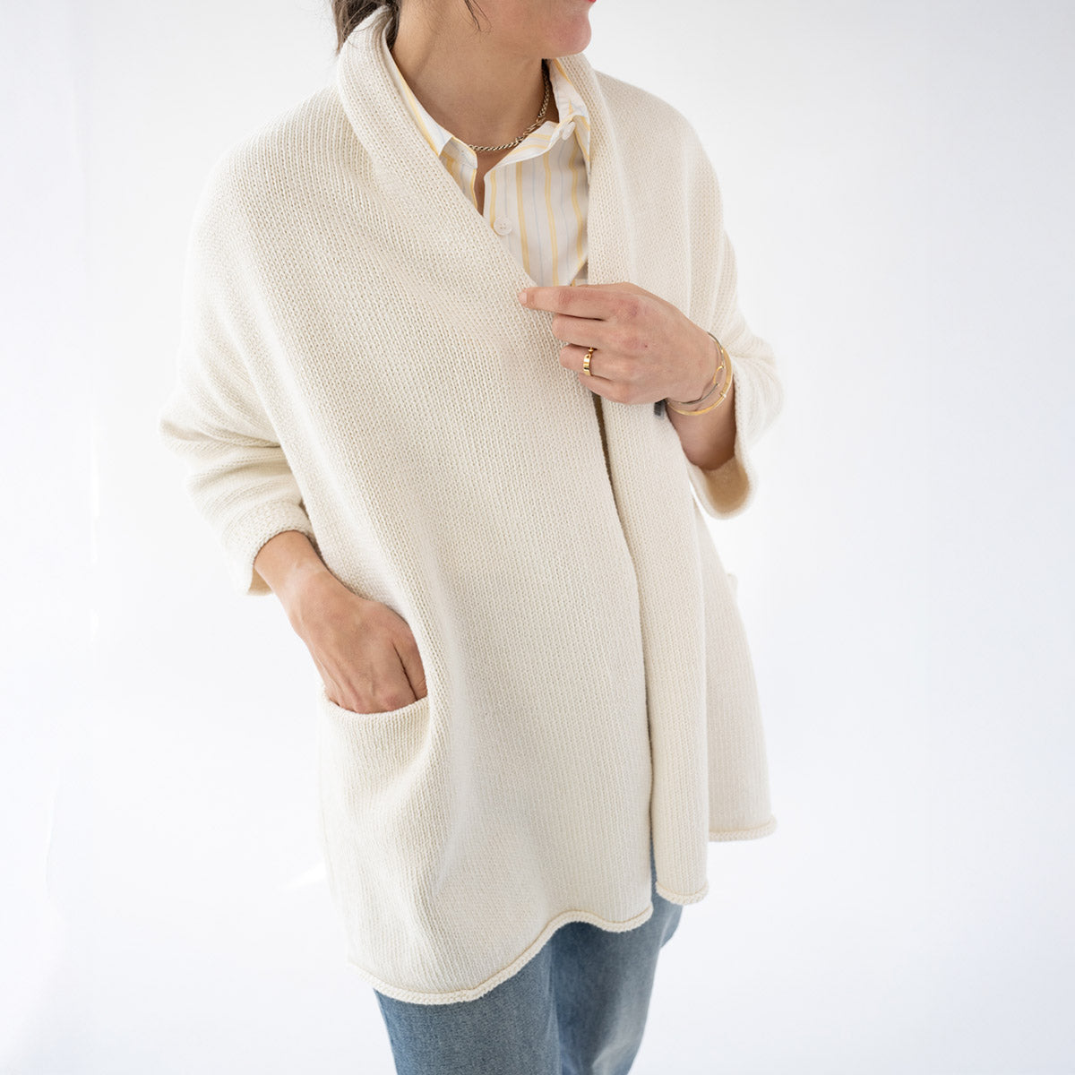 Shawl Cardigan in Bone