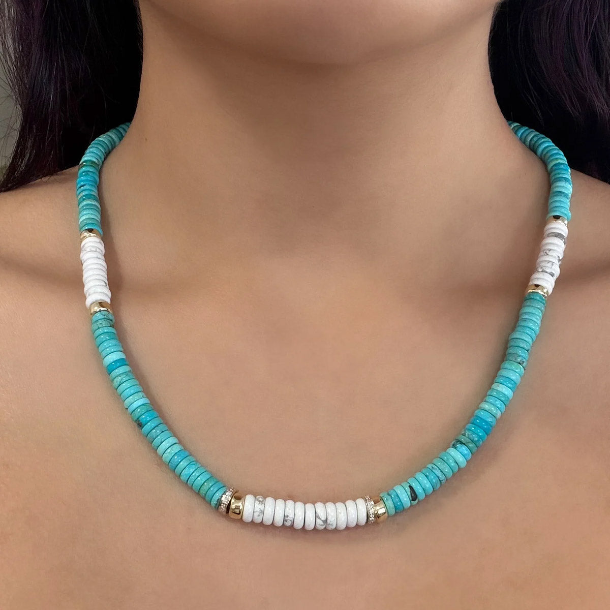 Turquoise and Howlite Beaded Necklace
