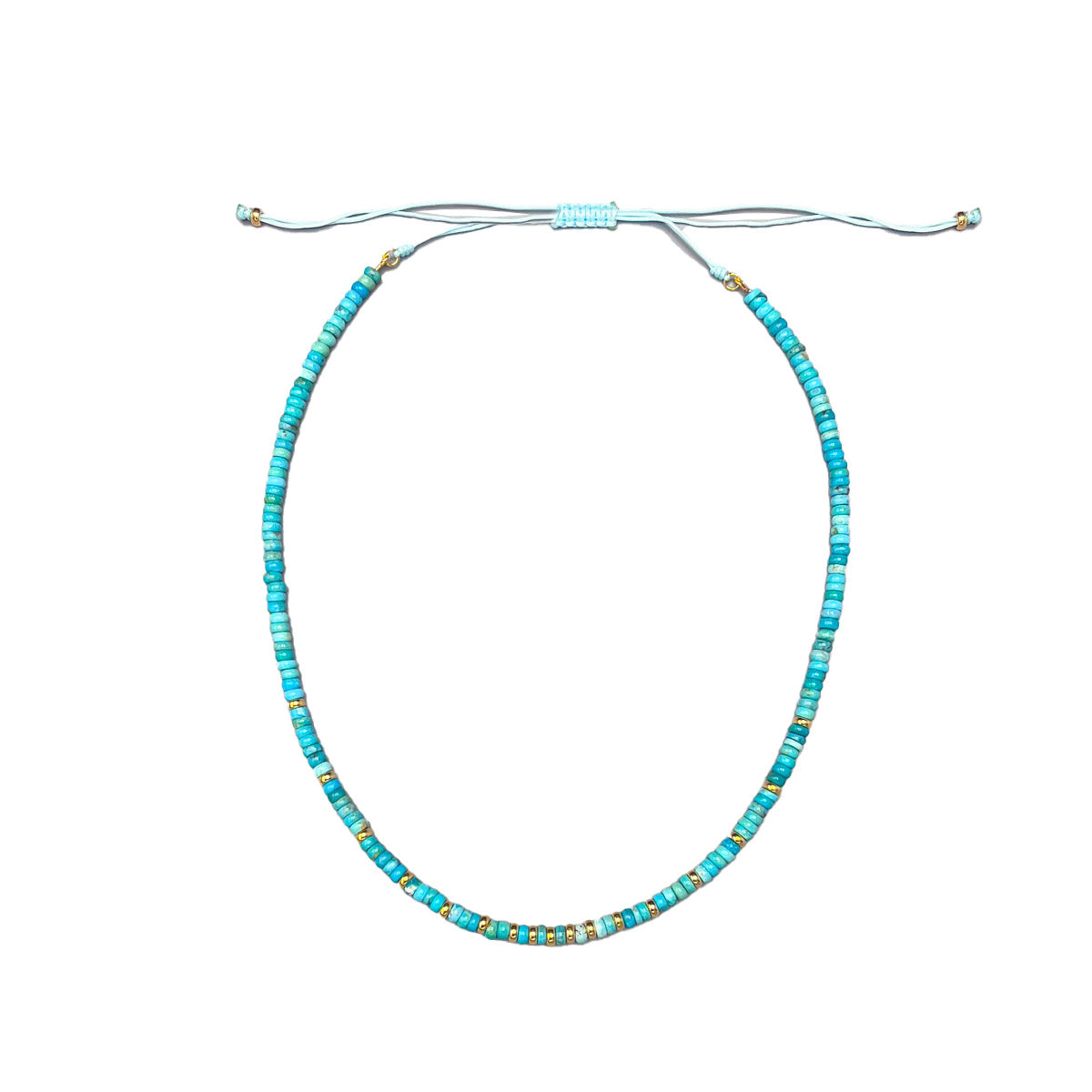Turquoise and 14K Yellow Gold Beaded Necklace Necklace