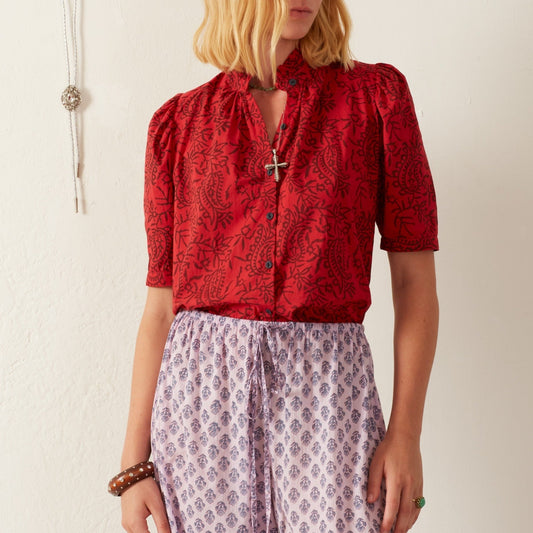 Winnie Paisley Blouse in Red Spice