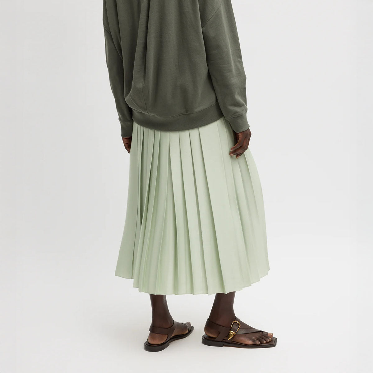 Pleated Pull On Skirt in Sage