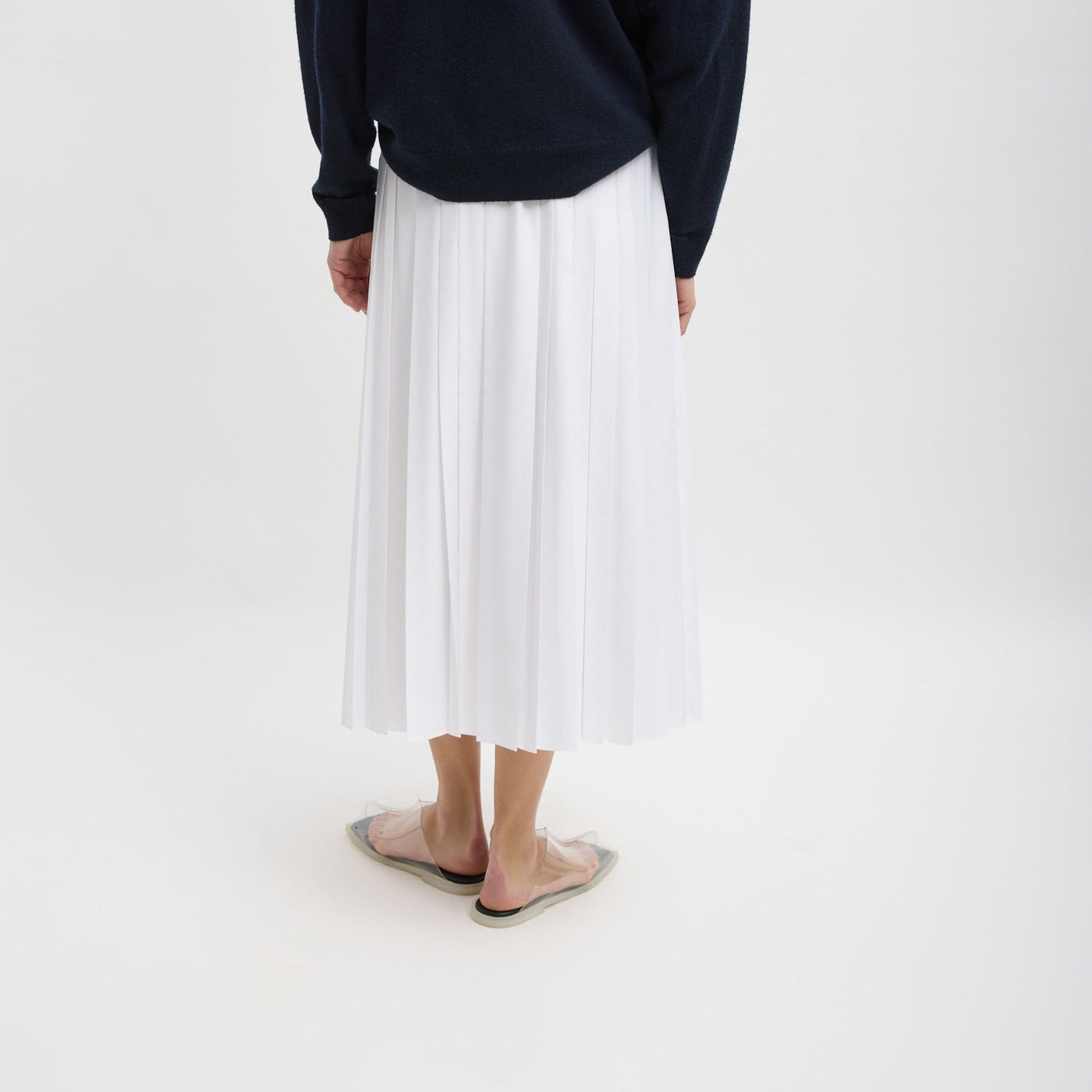 Nylon Pleated Skirt in White