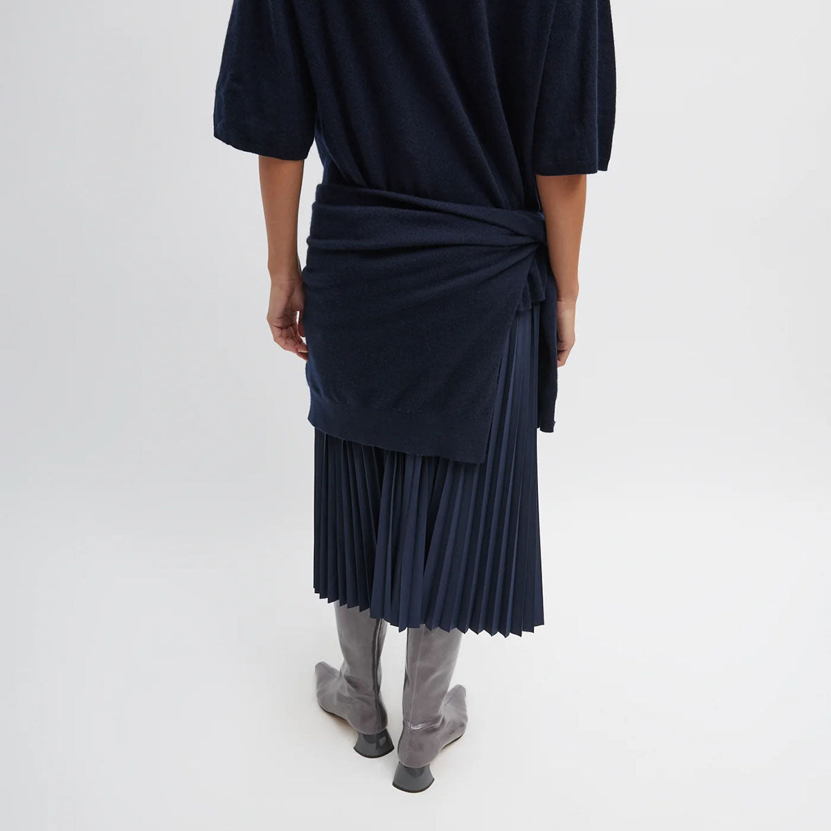Pleated Sunray Skirt in Navy