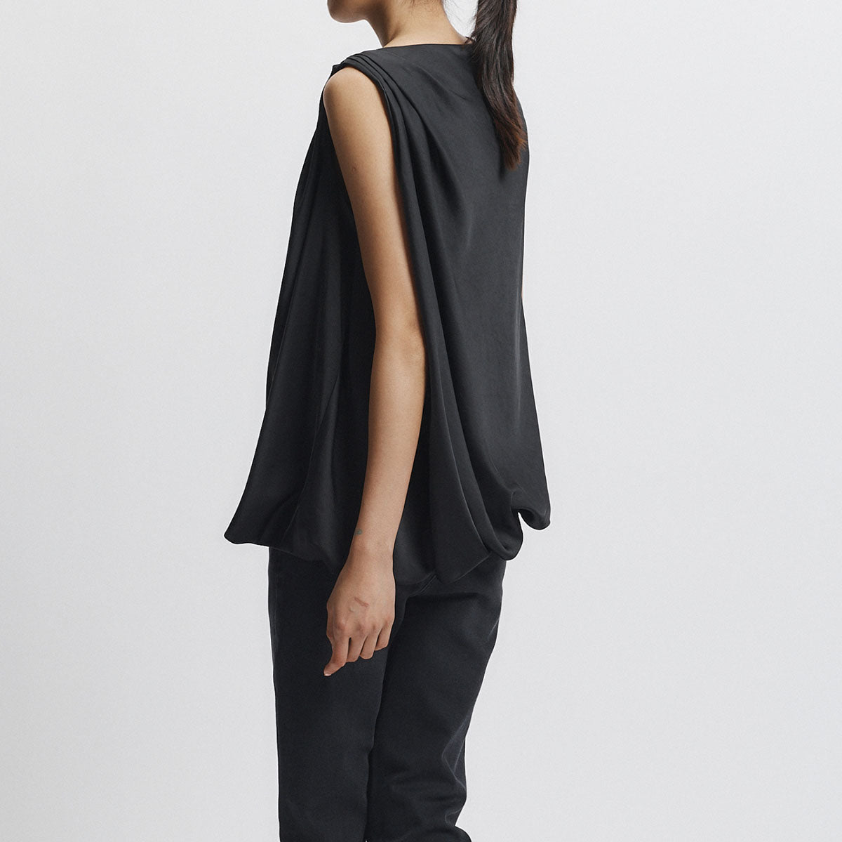 Henrik Draped Blouse in Black