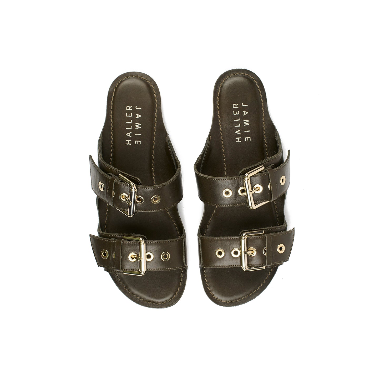 Double Buckle Slide in Olive