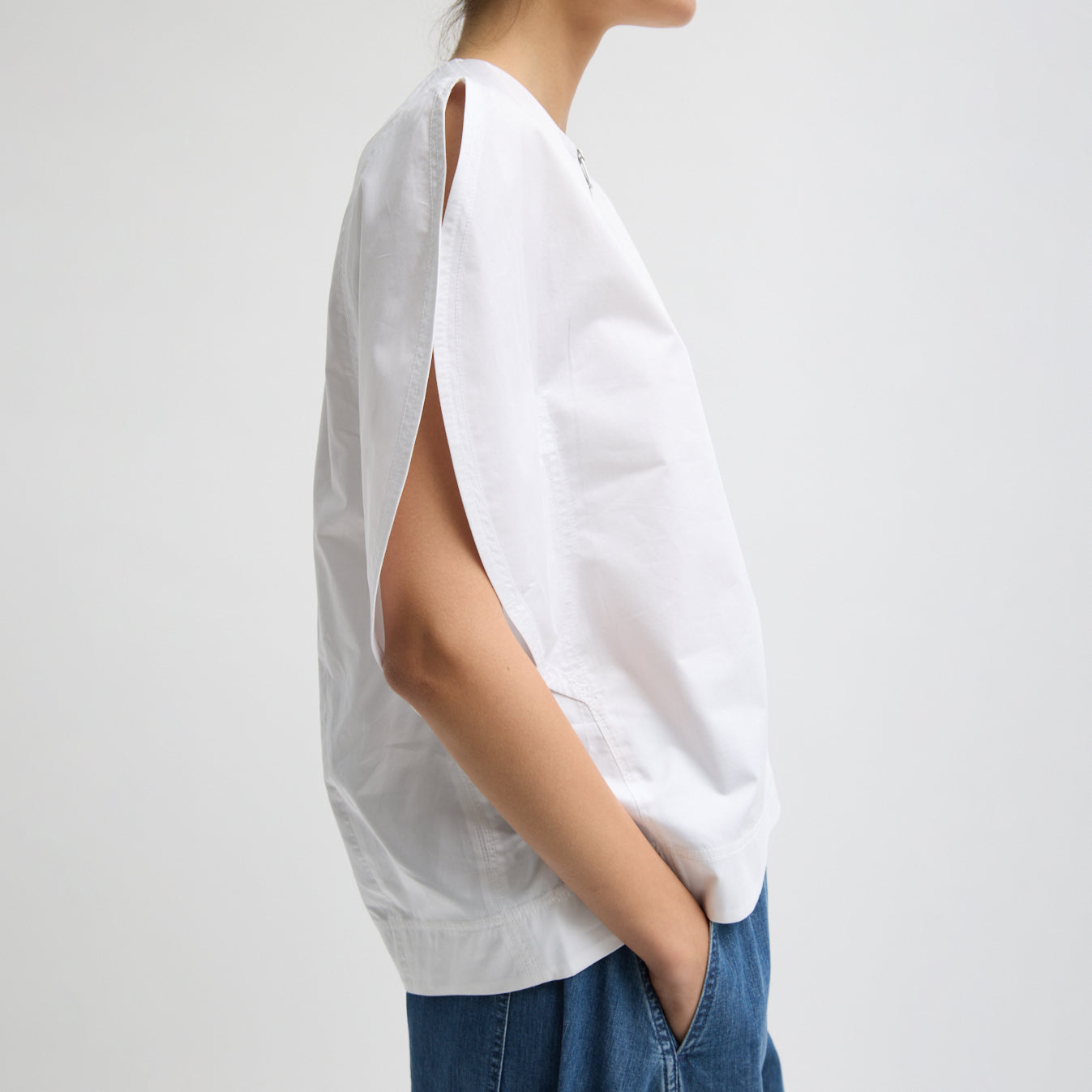 Origami Blouse in White Poplin